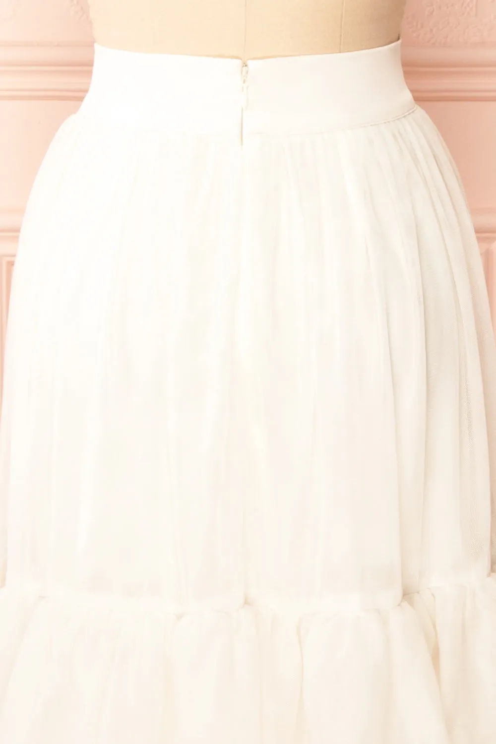 Ariette | Ivory High-Waisted Tiered Tulle Skirt