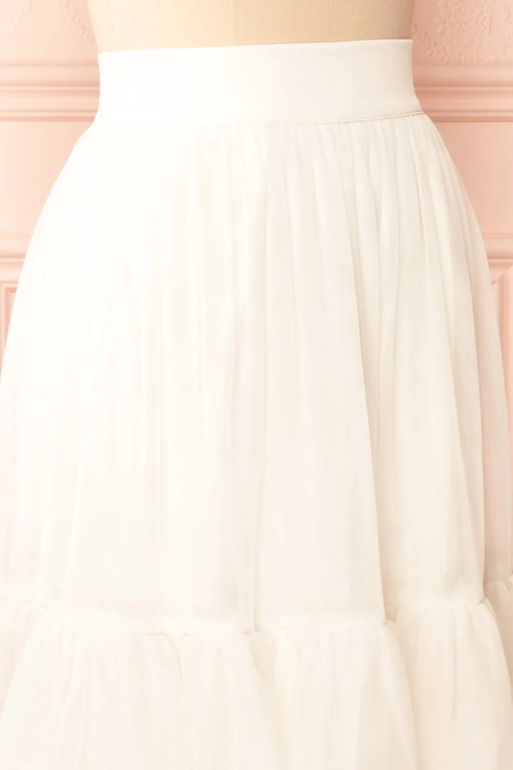 Ariette | Ivory High-Waisted Tiered Tulle Skirt