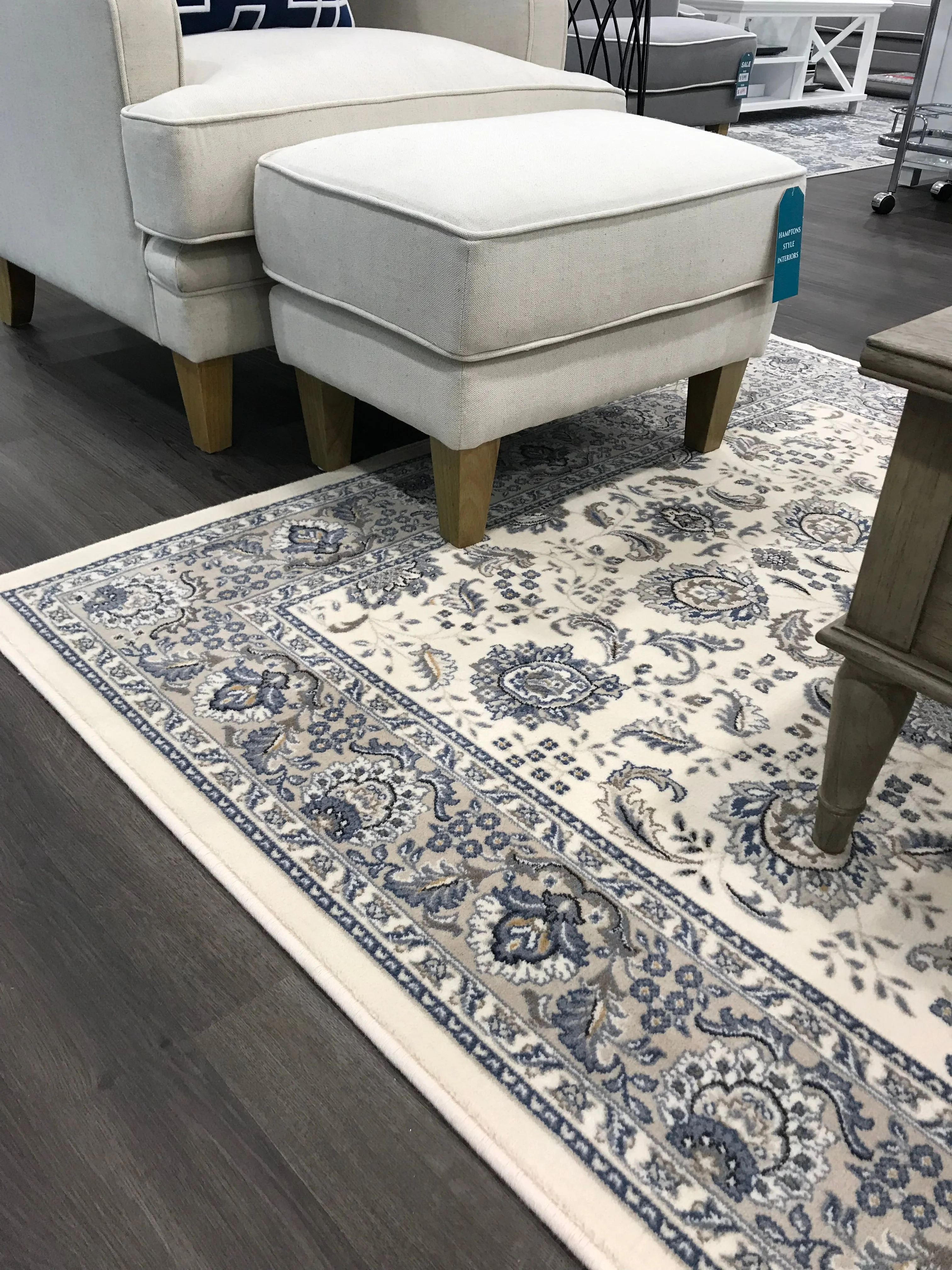 Ashley Blue and Cream NZ Wool Rug