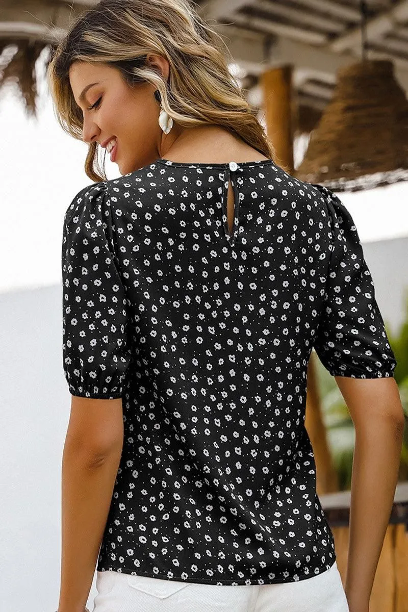 BALLON SLEEVE POLKA DOT TUNIC TOP