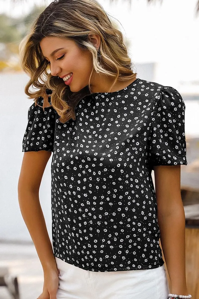 BALLON SLEEVE POLKA DOT TUNIC TOP