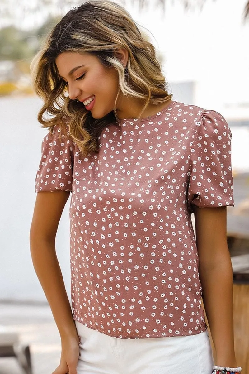 BALLON SLEEVE POLKA DOT TUNIC TOP