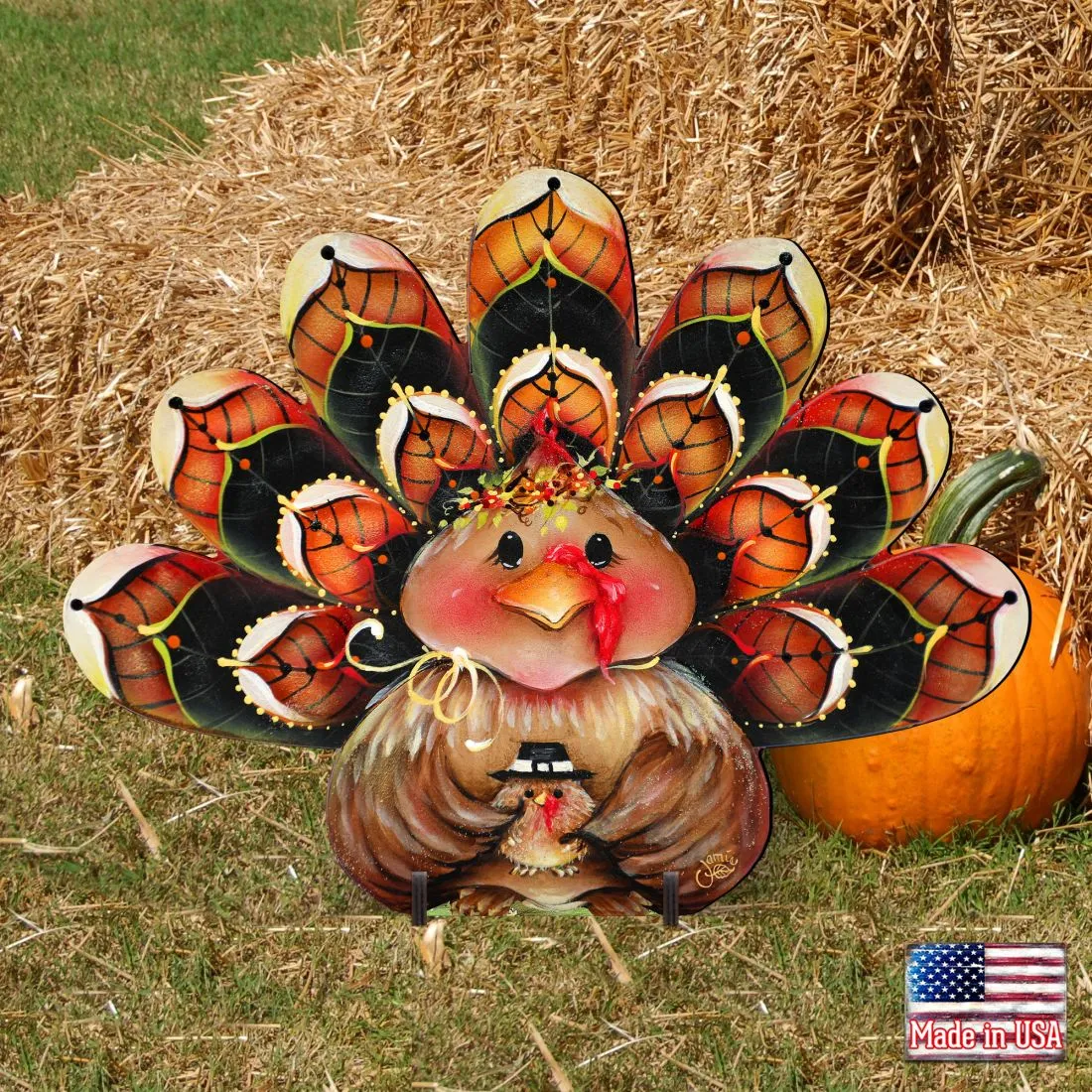 Be Thankful Turkey Sitter Halloween Outdoor Decor by J Mills-Price - Thanksgiving and Halloween Decoration - 8457702F