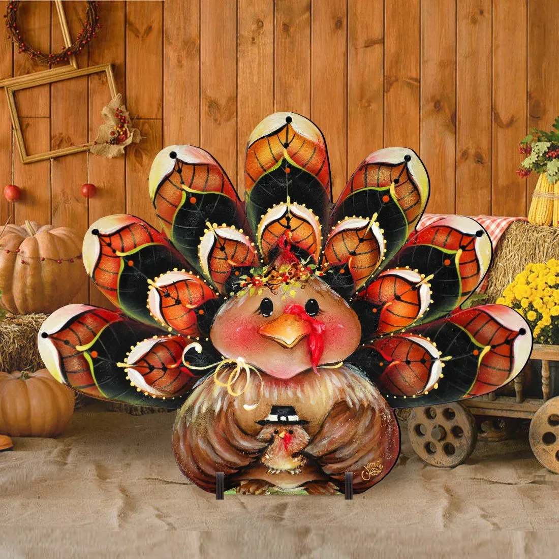 Be Thankful Turkey Sitter Halloween Outdoor Decor by J Mills-Price - Thanksgiving and Halloween Decoration - 8457702F