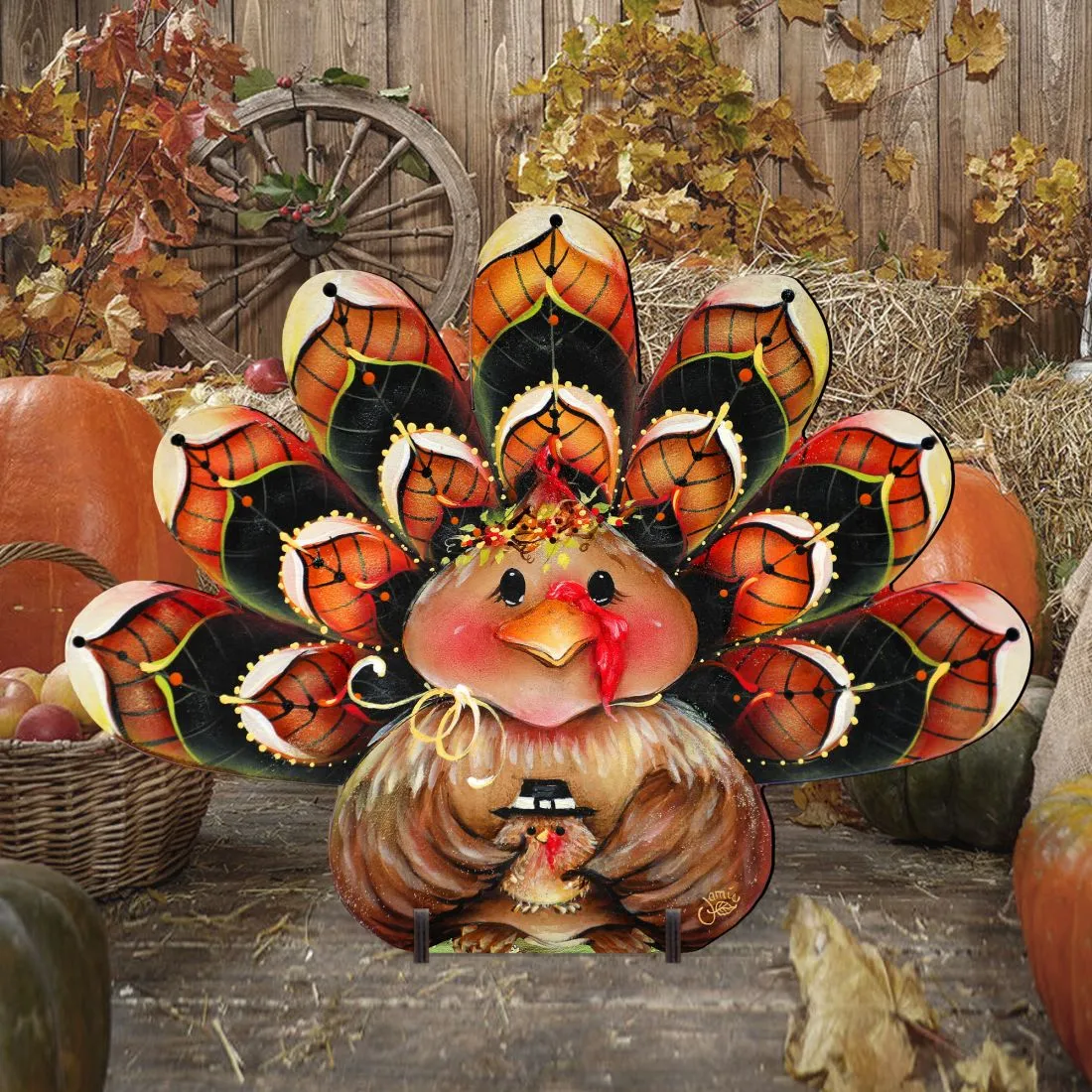 Be Thankful Turkey Sitter Halloween Outdoor Decor by J Mills-Price - Thanksgiving and Halloween Decoration - 8457702F