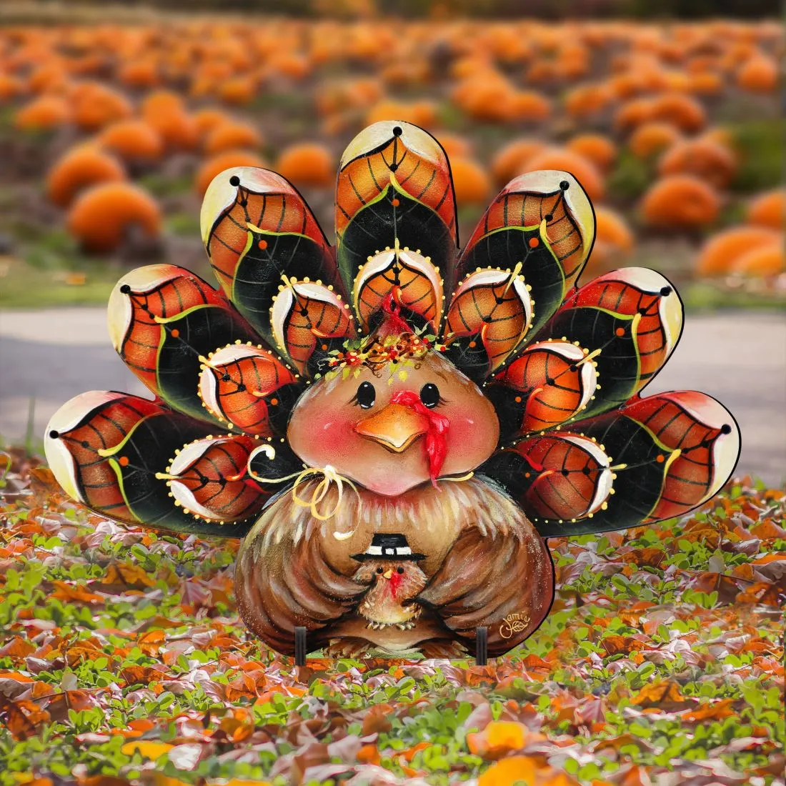 Be Thankful Turkey Sitter Halloween Outdoor Decor by J Mills-Price - Thanksgiving and Halloween Decoration - 8457702F