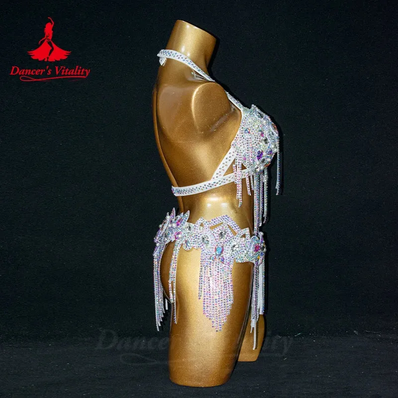 Belly Dance Performance Suit for Women Senior AB Stones Bra belt 2pcs Oriental Children Adult Set Belly Dancing Competiton Set