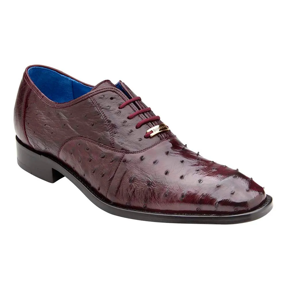 Belvedere Orlando Men's Formal Oxfords Dark Burgundy Genuine Ostrich Shoes