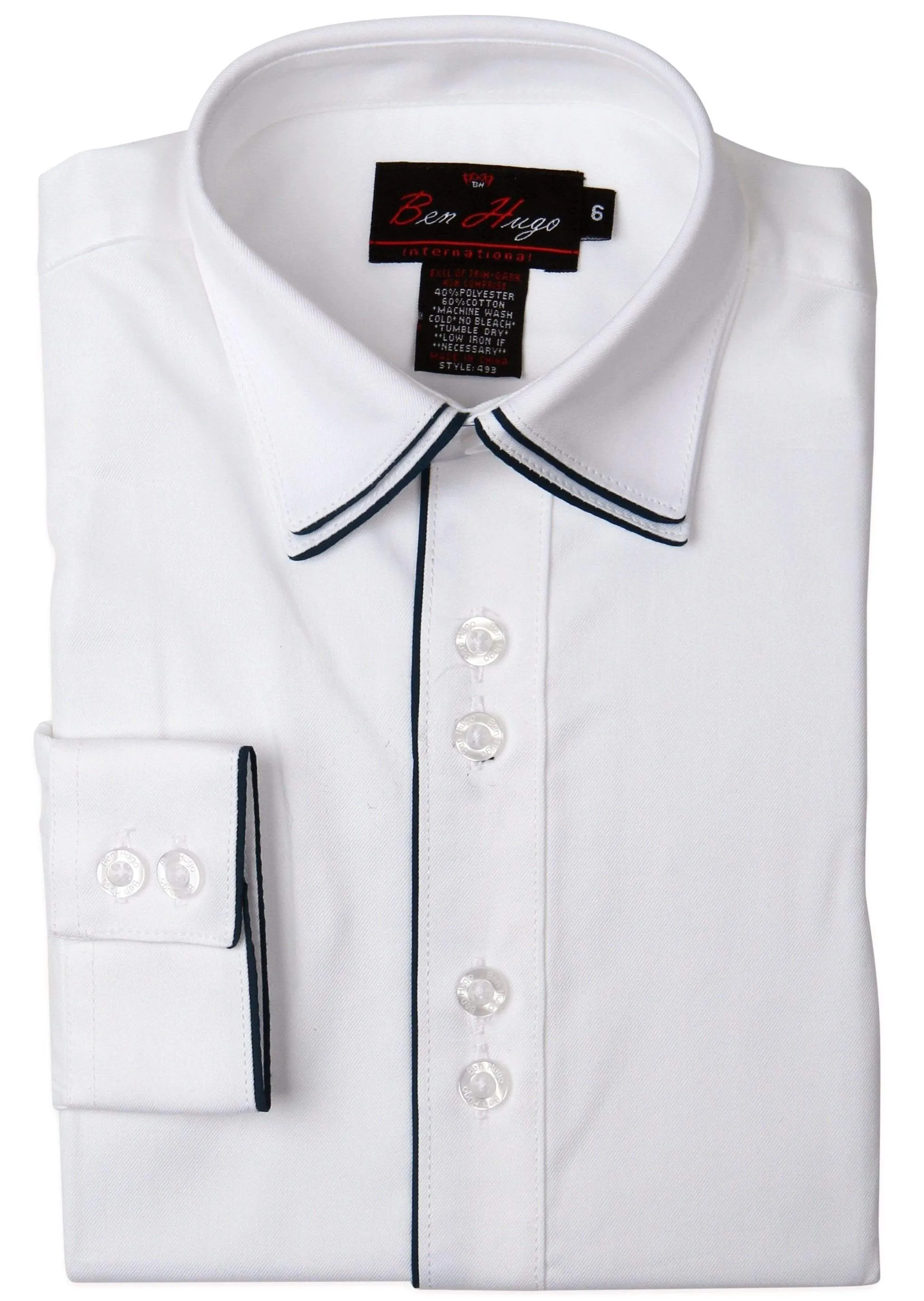 Ben Hugo White Shirt With Trim Style: 493