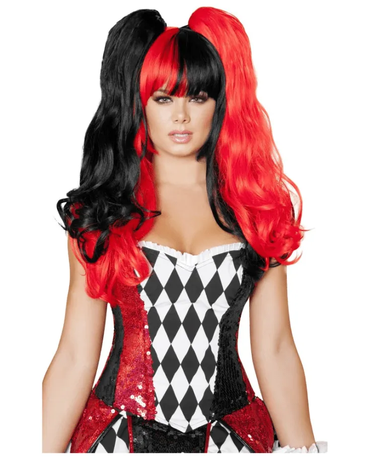 Black & Red Wig With Bangs