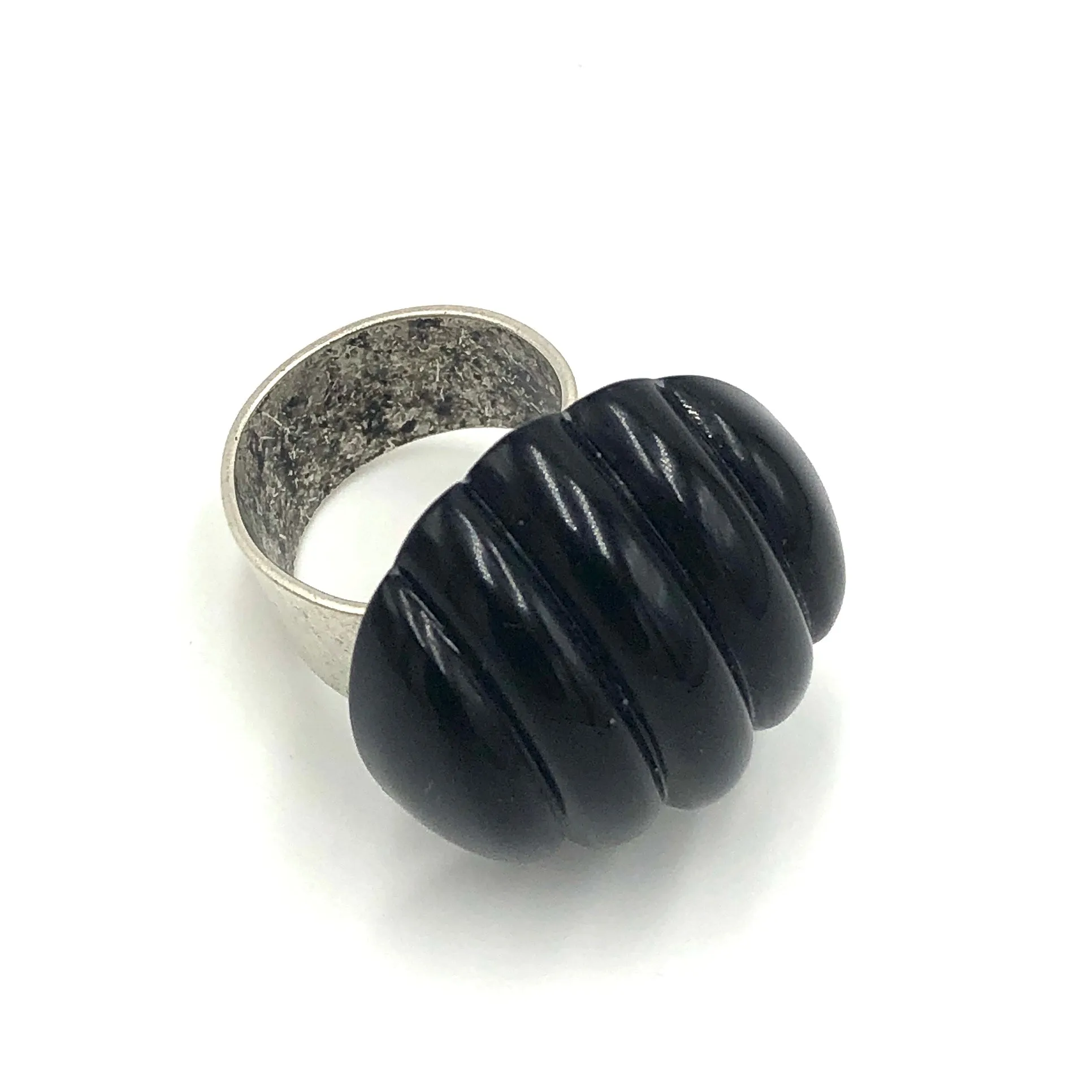 Black Corrugated Cocktail Ring