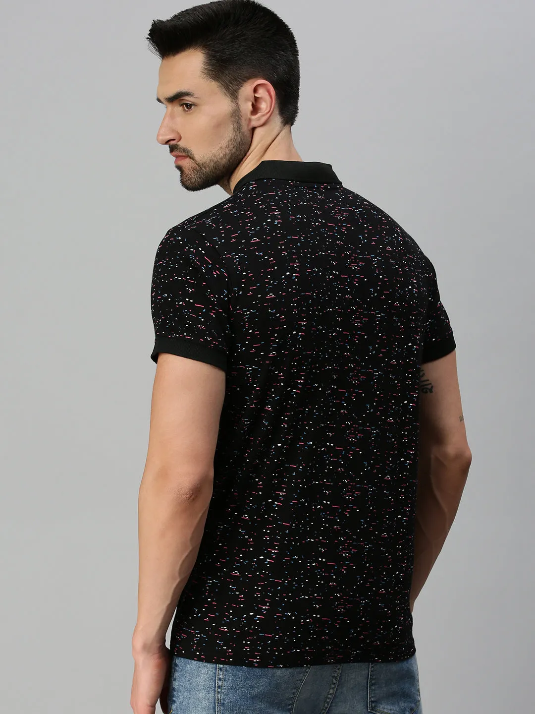 Black Printed Polo T-shirt