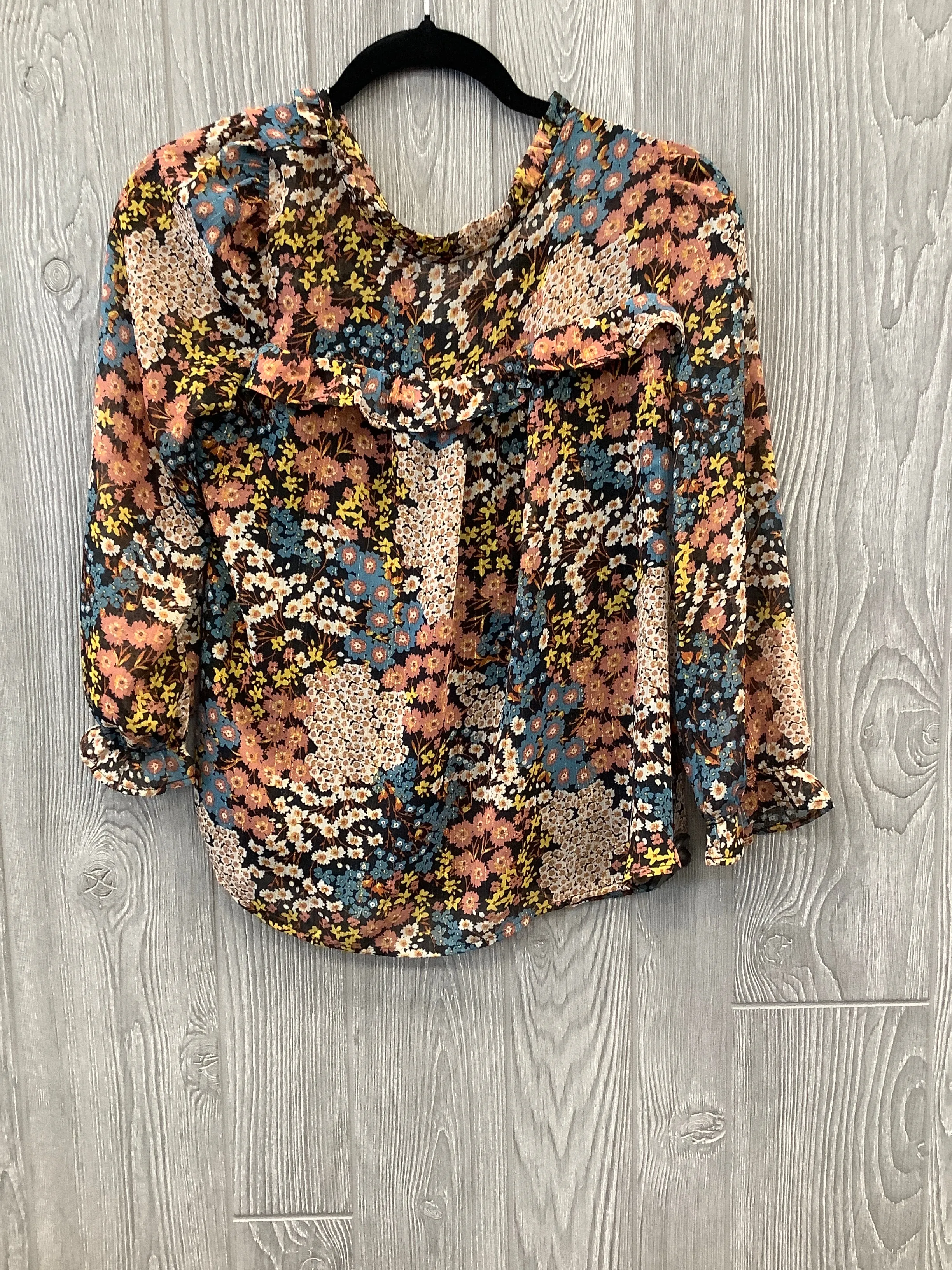 Blouse Long Sleeve By Monteau In Multi-colored, Size: M