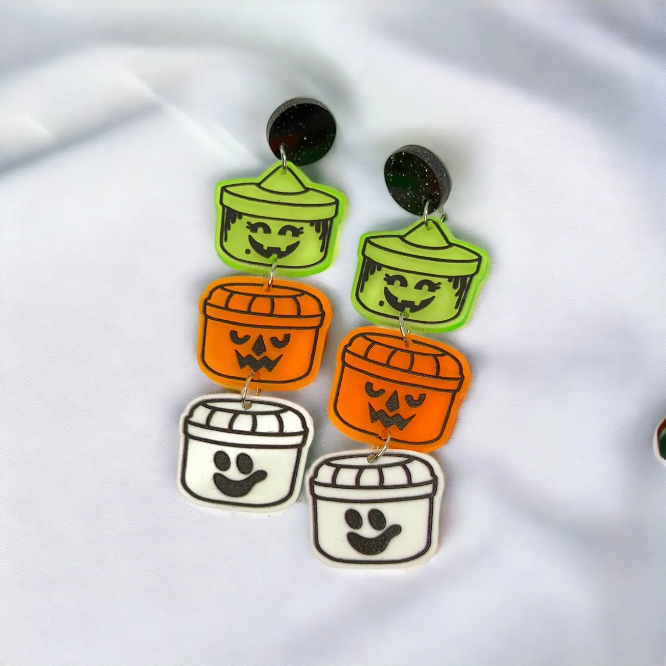 Boo Buckets Earrings - Halloween Earrings, McDonald’s Halloween, Flower Halloween, Halloween Jewelry, Halloween Earrings, Halloween Costume, Sugar Skull