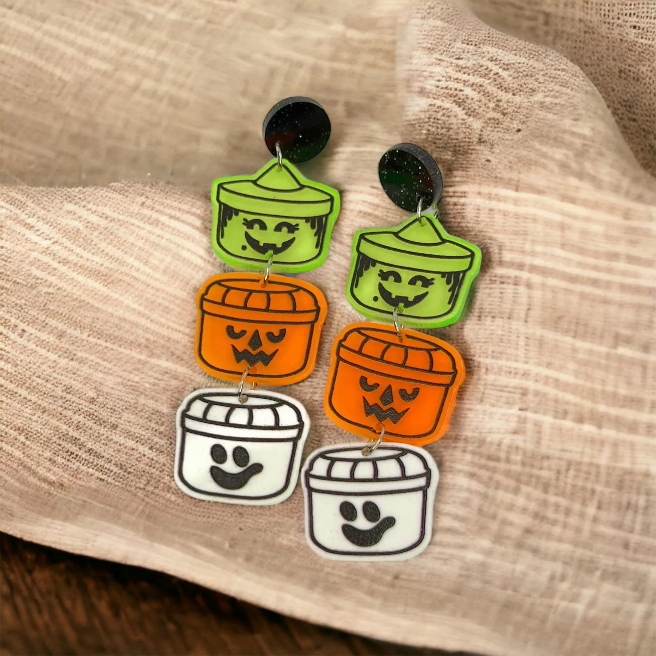 Boo Buckets Earrings - Halloween Earrings, McDonald’s Halloween, Flower Halloween, Halloween Jewelry, Halloween Earrings, Halloween Costume, Sugar Skull