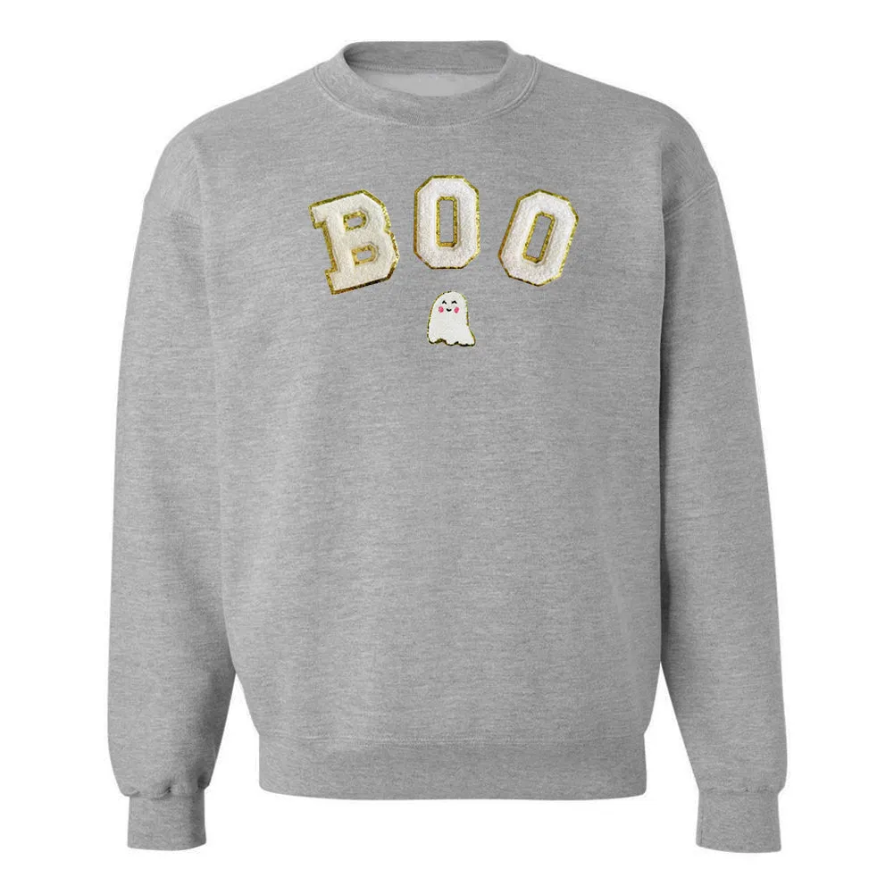 Boo Letter Patch Crewneck Sweatshirt