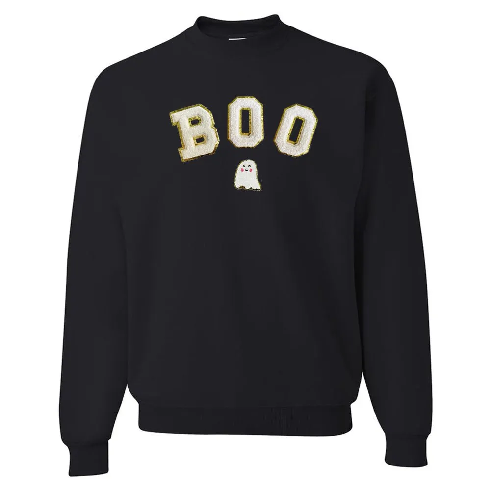 Boo Letter Patch Crewneck Sweatshirt