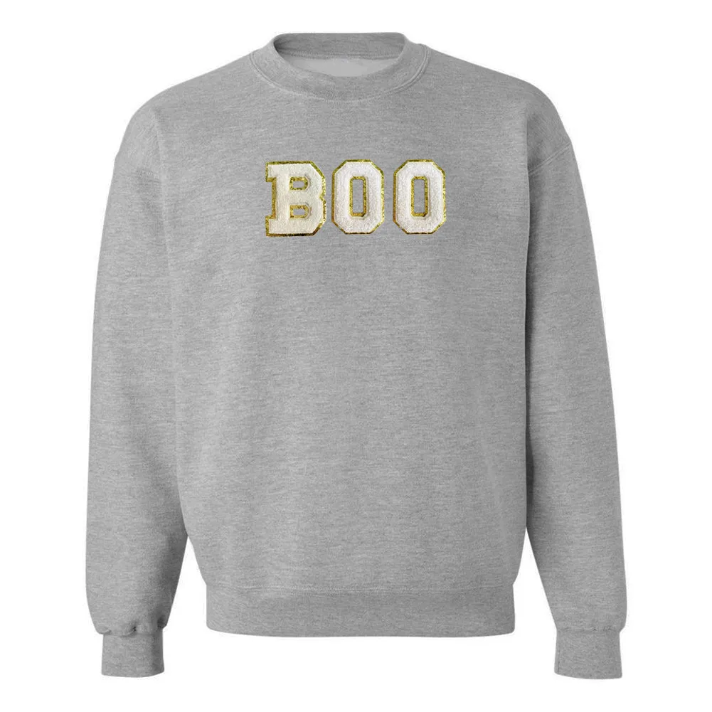 Boo Letter Patch Crewneck Sweatshirt