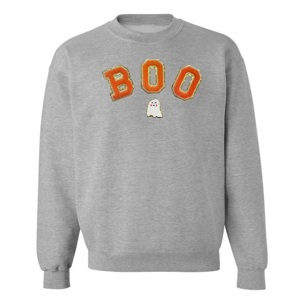 Boo Letter Patch Crewneck Sweatshirt