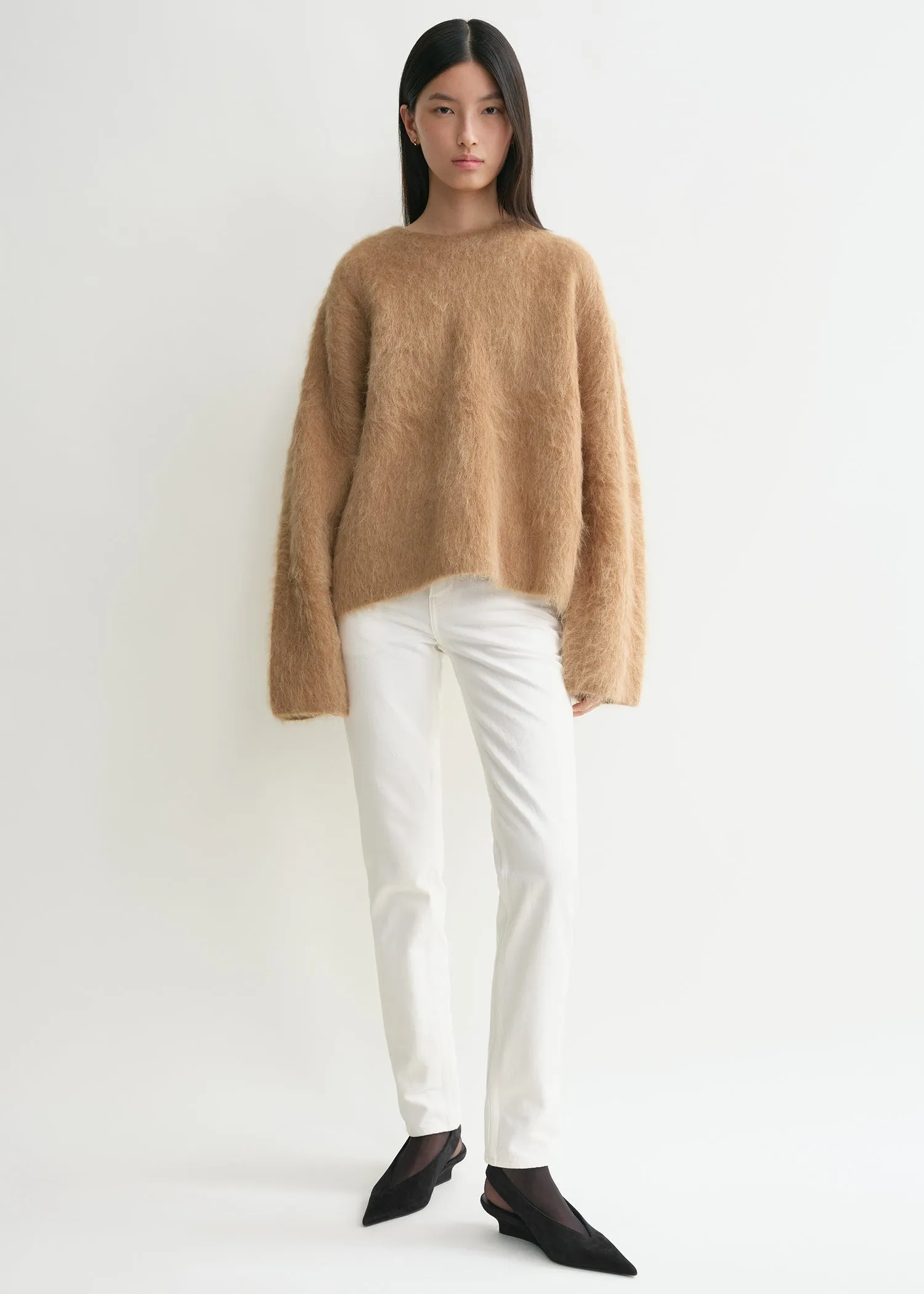 Boxy alpaca knit camel melange