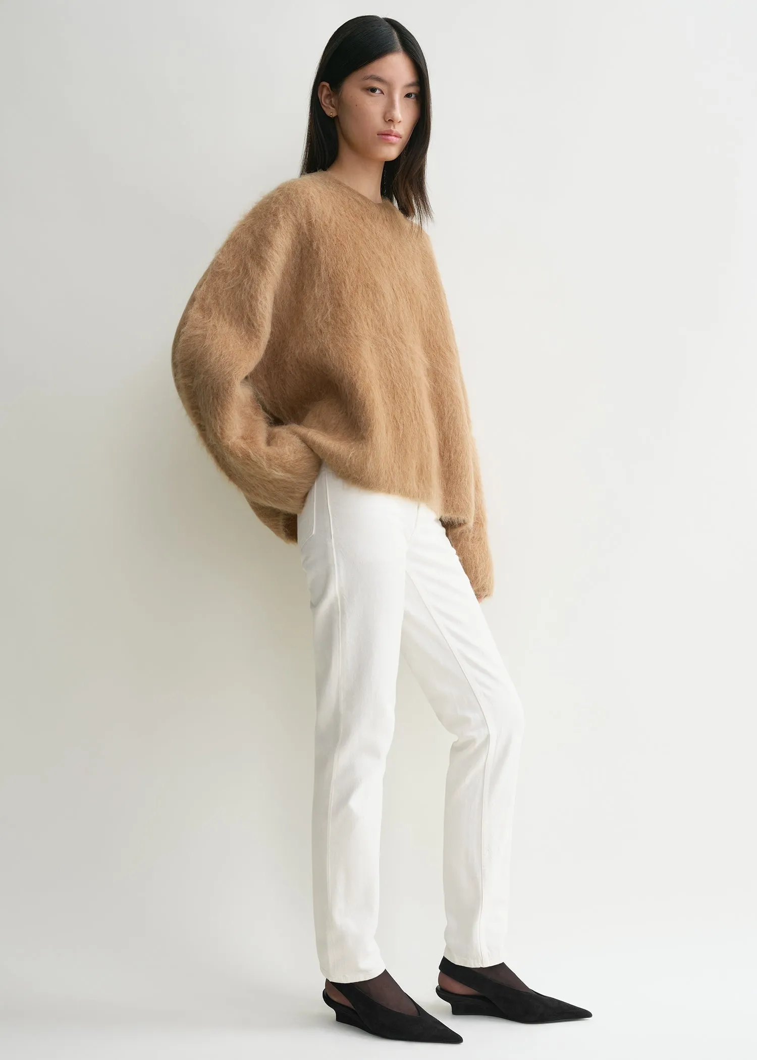 Boxy alpaca knit camel melange