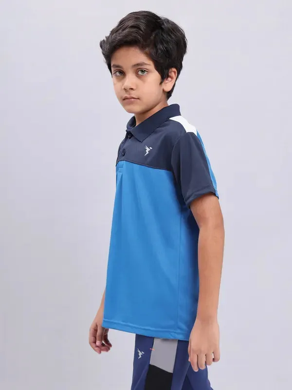 Boys Colorblock Slim Fit Polo T-shirt with TECHNO COOL 