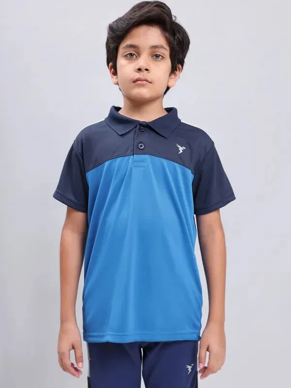 Boys Colorblock Slim Fit Polo T-shirt with TECHNO COOL 