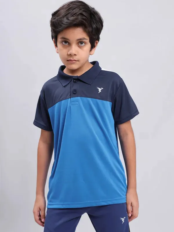 Boys Colorblock Slim Fit Polo T-shirt with TECHNO COOL 