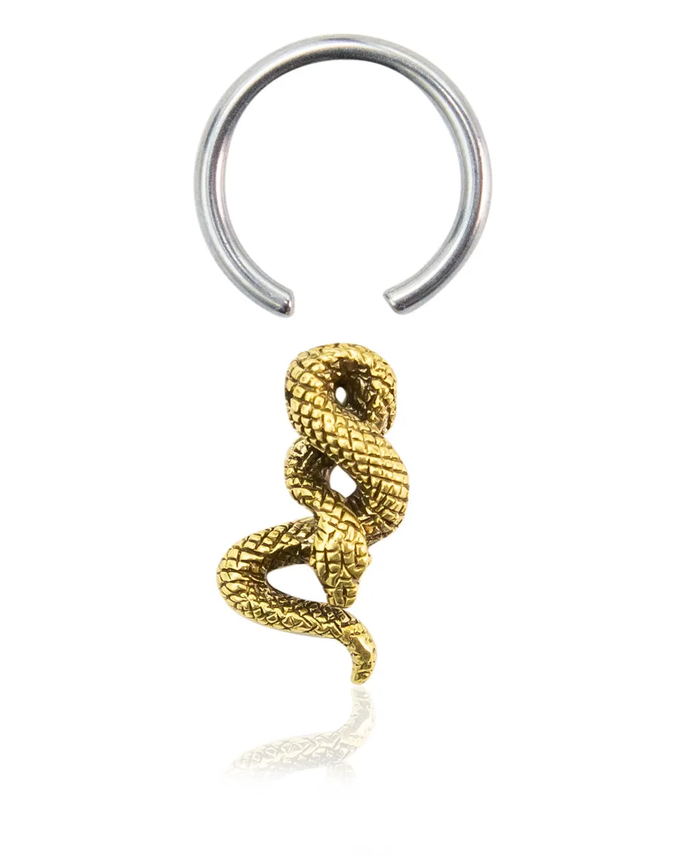 Brass Snake Ball Captive Ring