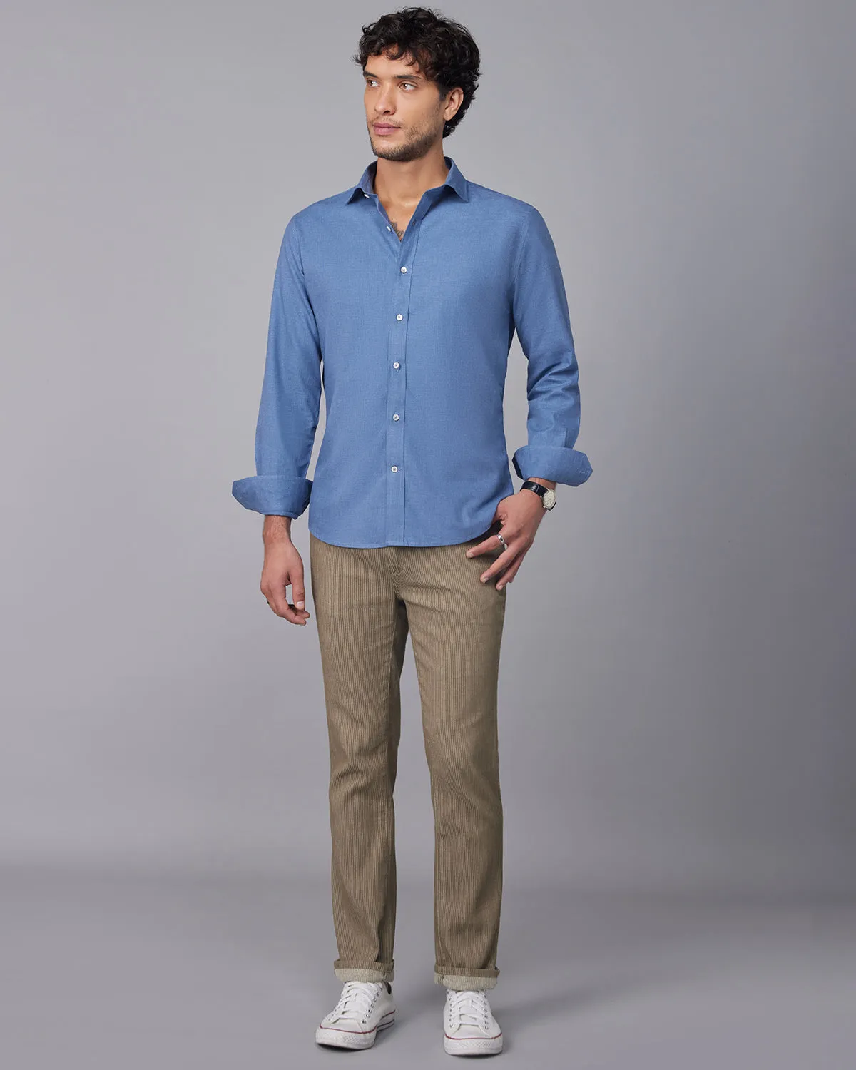 Brushed Twill Shirt - Blue