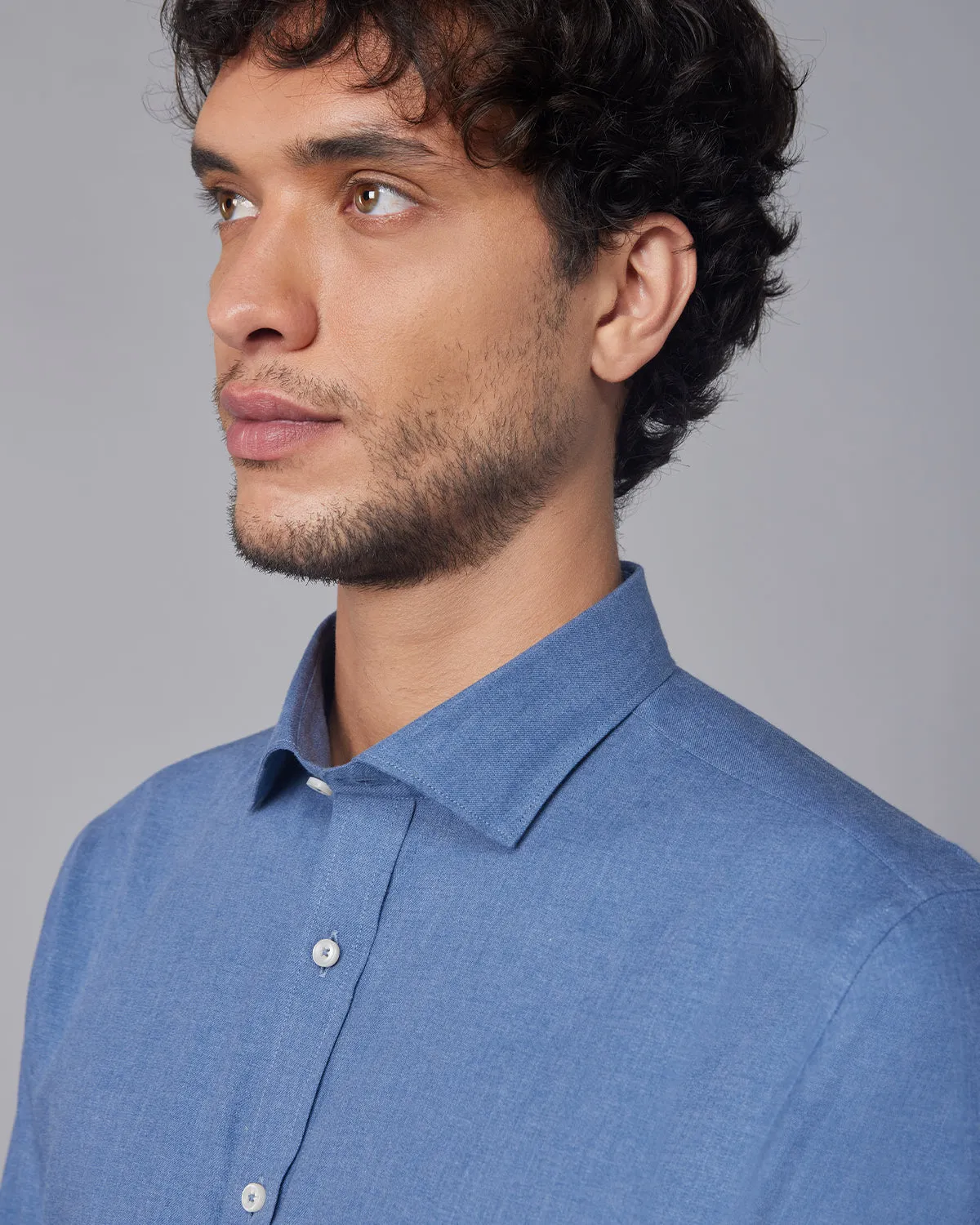 Brushed Twill Shirt - Blue