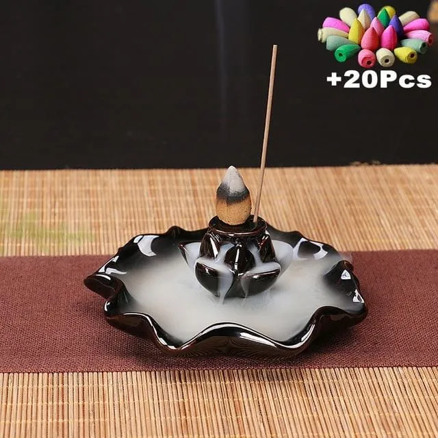 Buddhist Lotus Ceramic Incense Burners