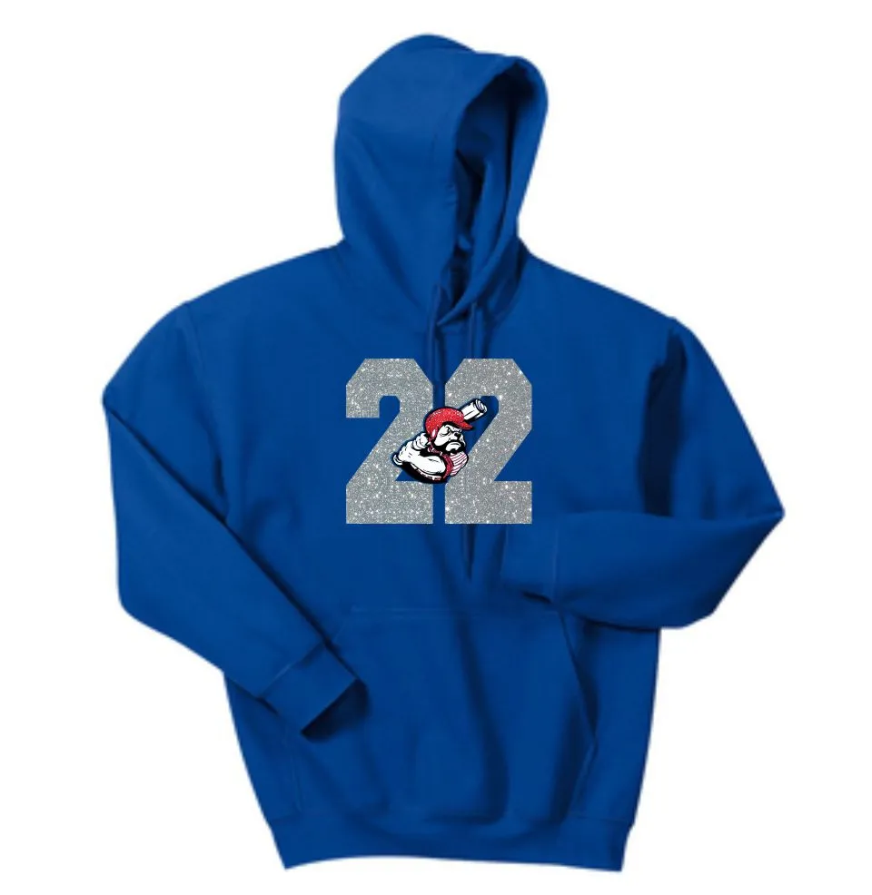 Bulldawgs NUMBER Hooded Sweatshirt- Matte and Glitter