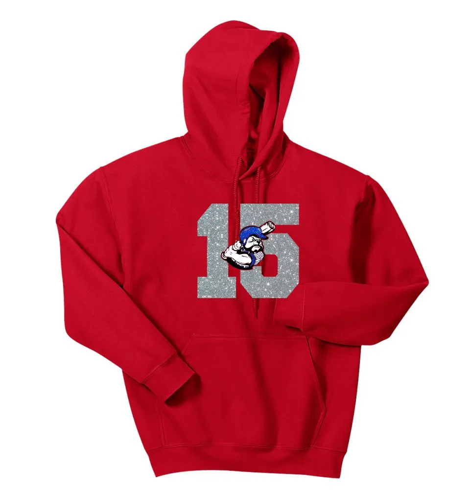 Bulldawgs NUMBER Hooded Sweatshirt- Matte and Glitter