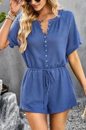 BUTTON UP TIED WAIST ROMPER