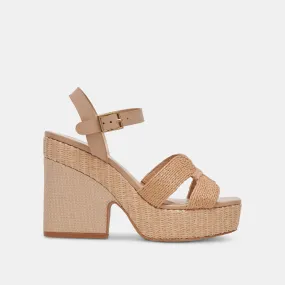 CALE HEELS LT NATURAL RAFFIA