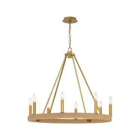 Calypso 8 Light Chandelier - Brass & Jute