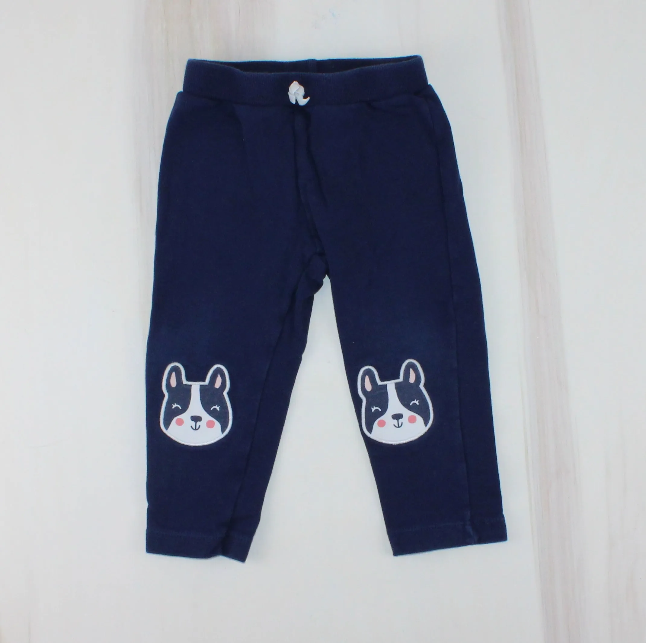 CARTERS NAVY DOG KNEE PANTS 12M EUC