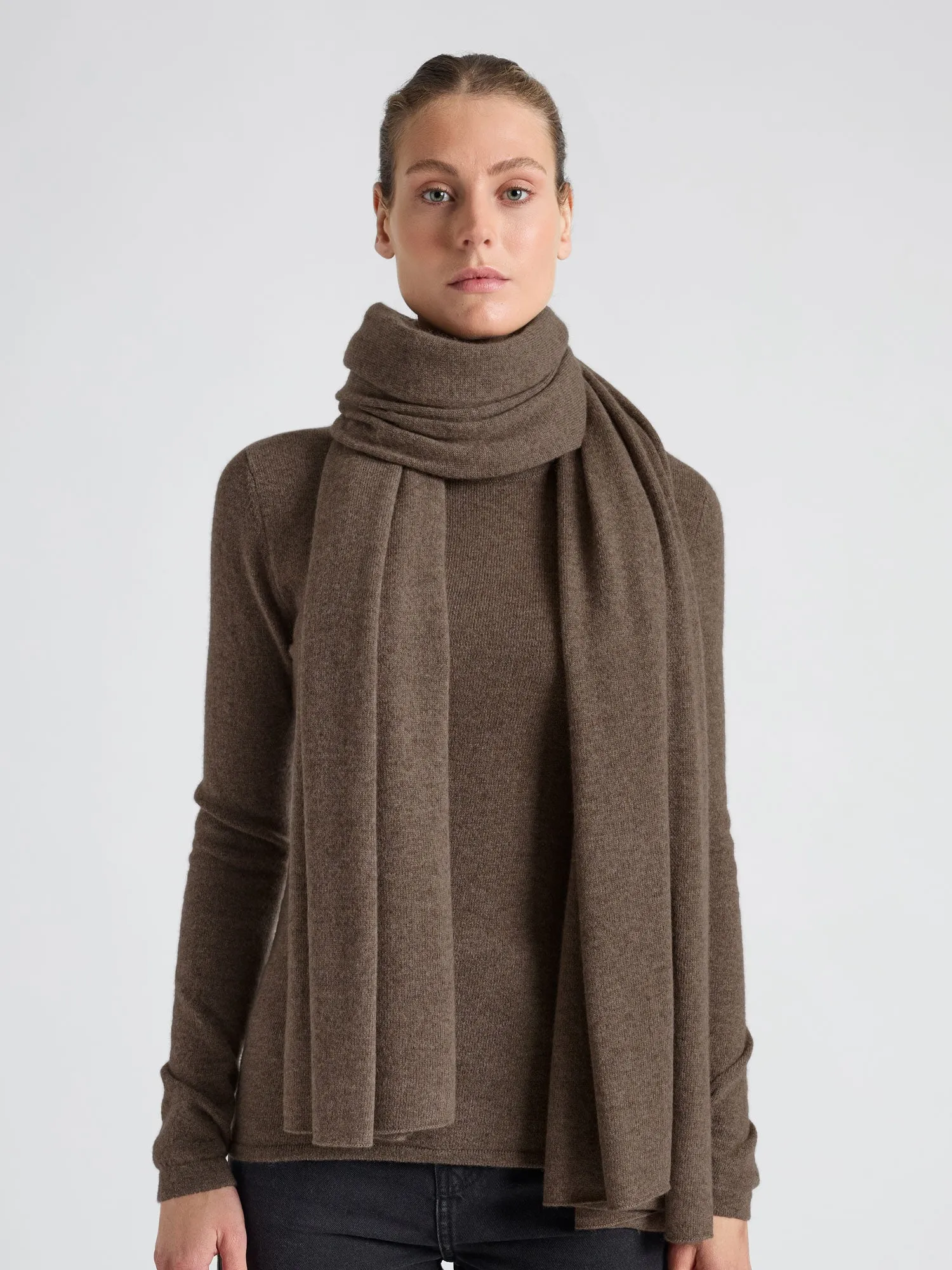 Cashmere scarf "Signature" - Dark toast