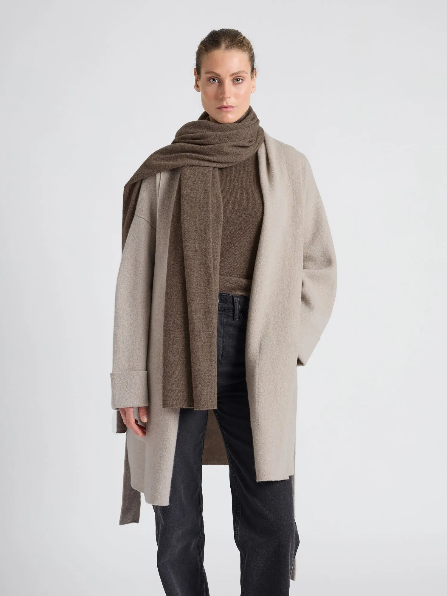 Cashmere scarf "Signature" - Dark toast