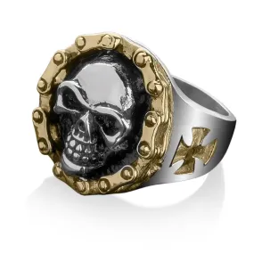 Chain Link Skull Ring