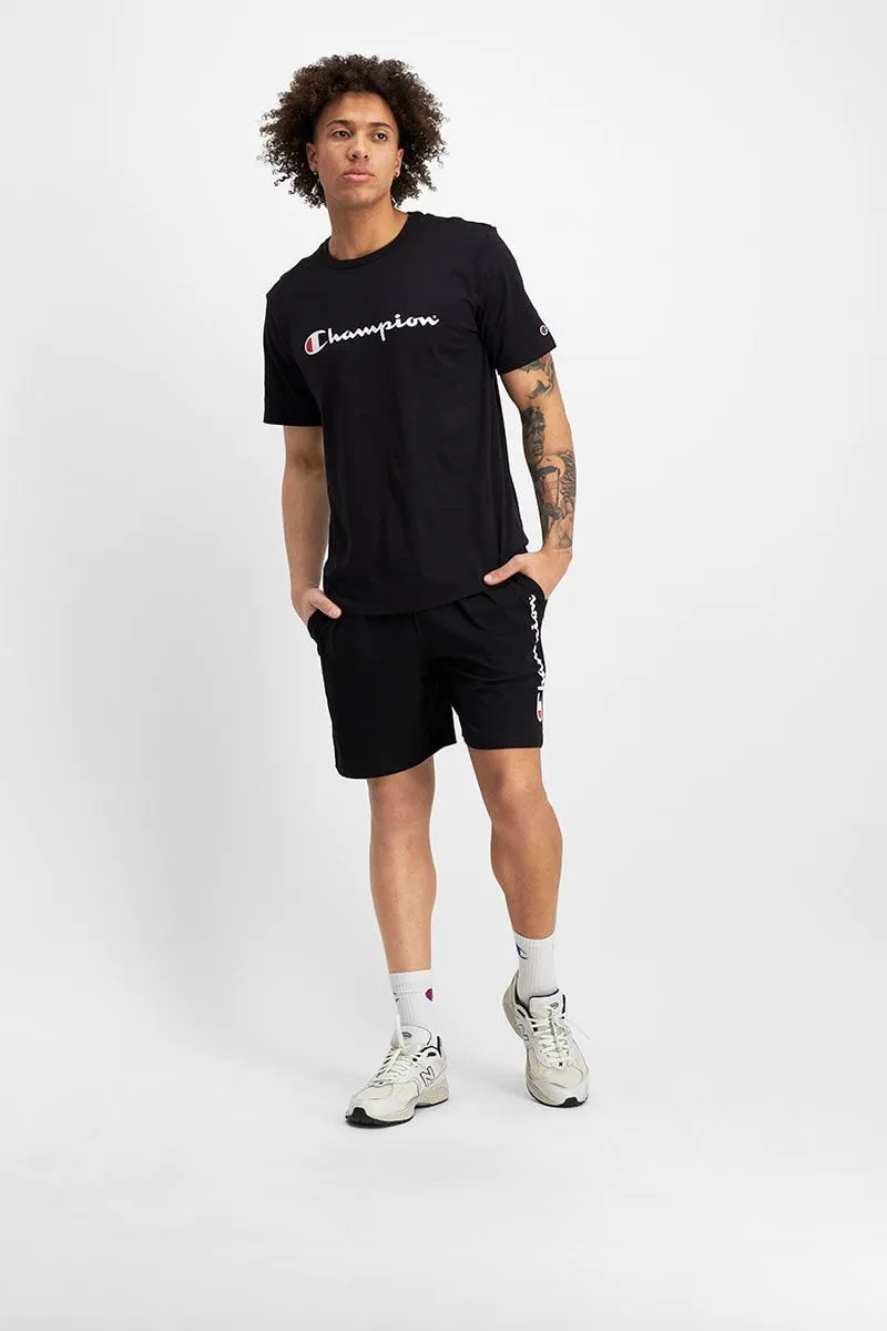 CHAMPION MEN'S SCRIPT JERSEY BLACK SHORTS