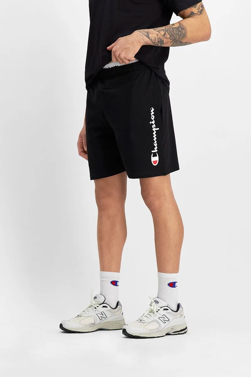 CHAMPION MEN'S SCRIPT JERSEY BLACK SHORTS