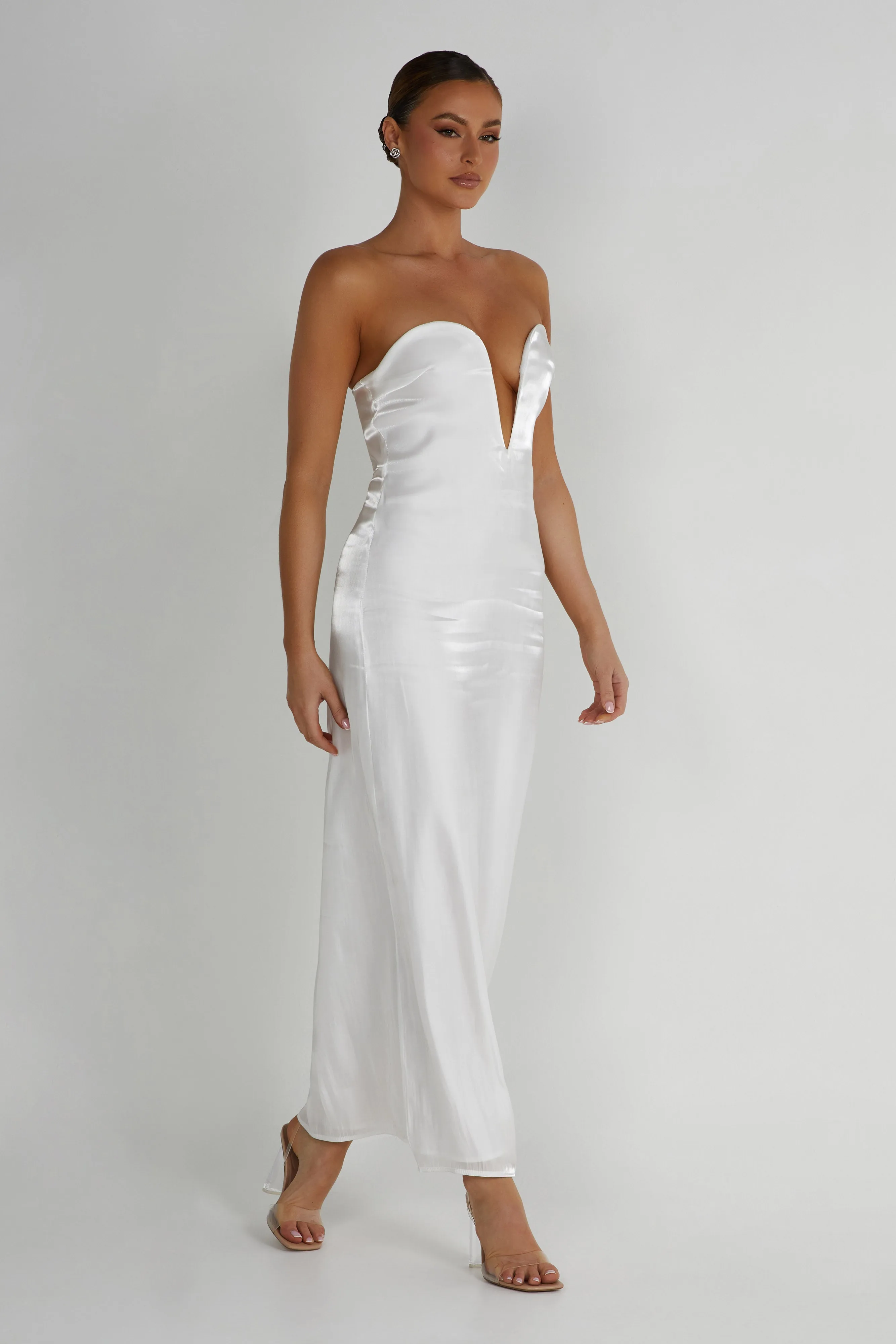 Chantelle Liquid Satin Midi Dress - White