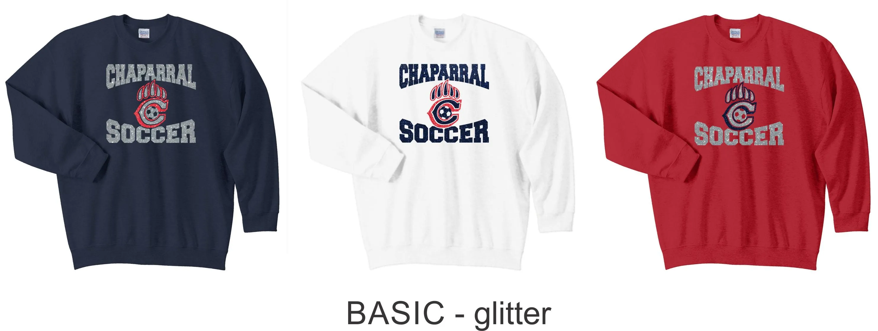 Chap Soccer Crewneck Sweatshirt- 5 designs- matte or glitter