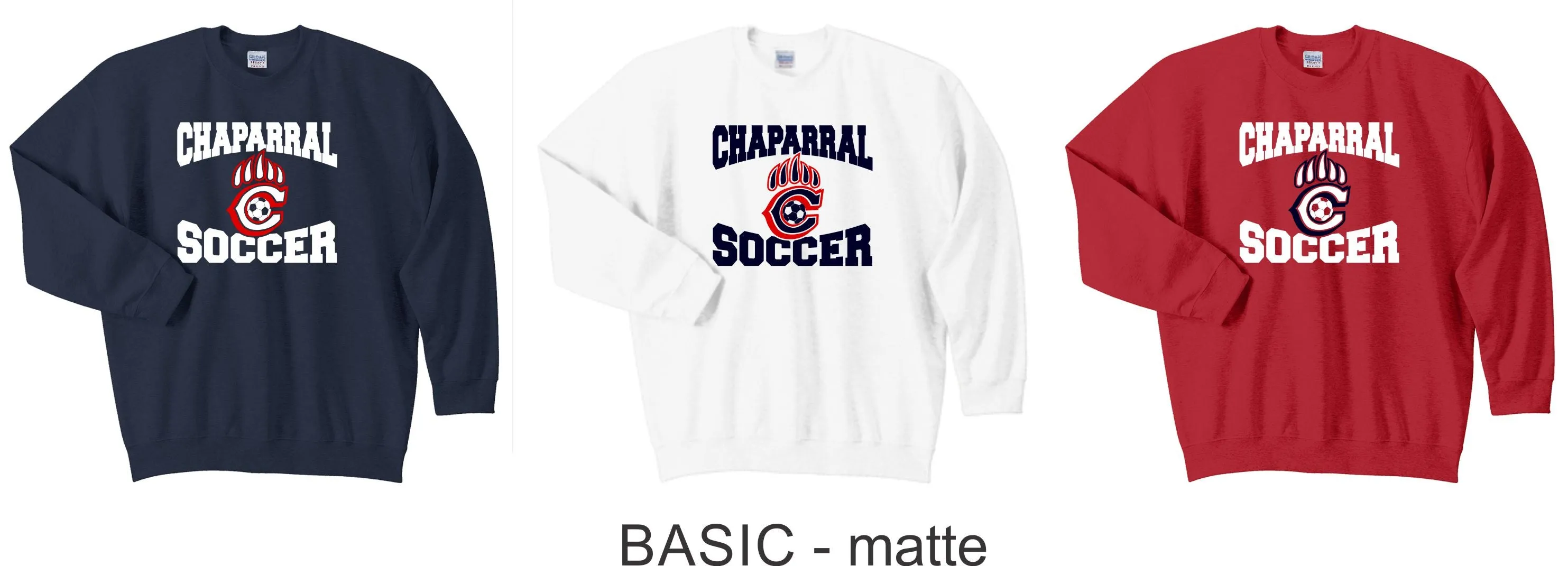 Chap Soccer Crewneck Sweatshirt- 5 designs- matte or glitter