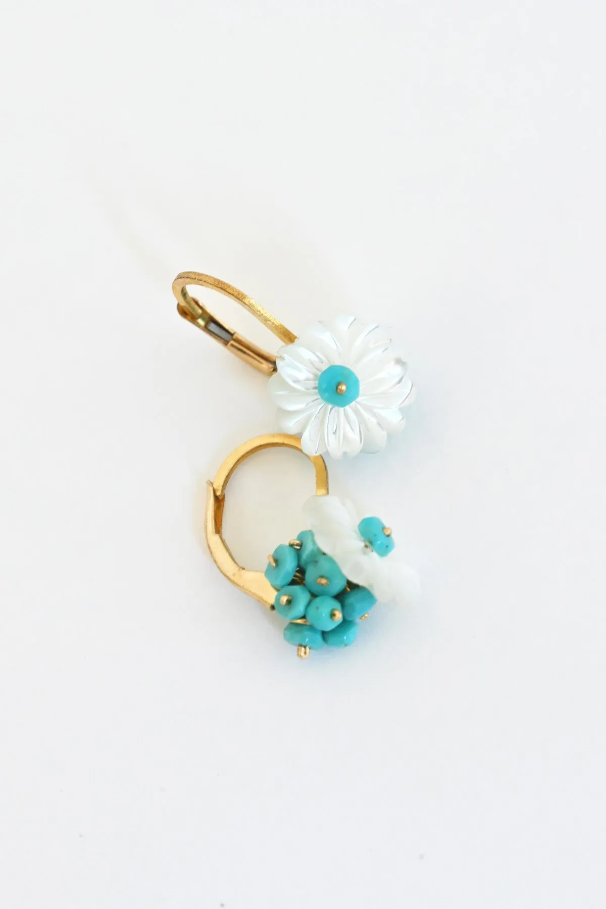 Chrysanthemum Earrings, White Flowers