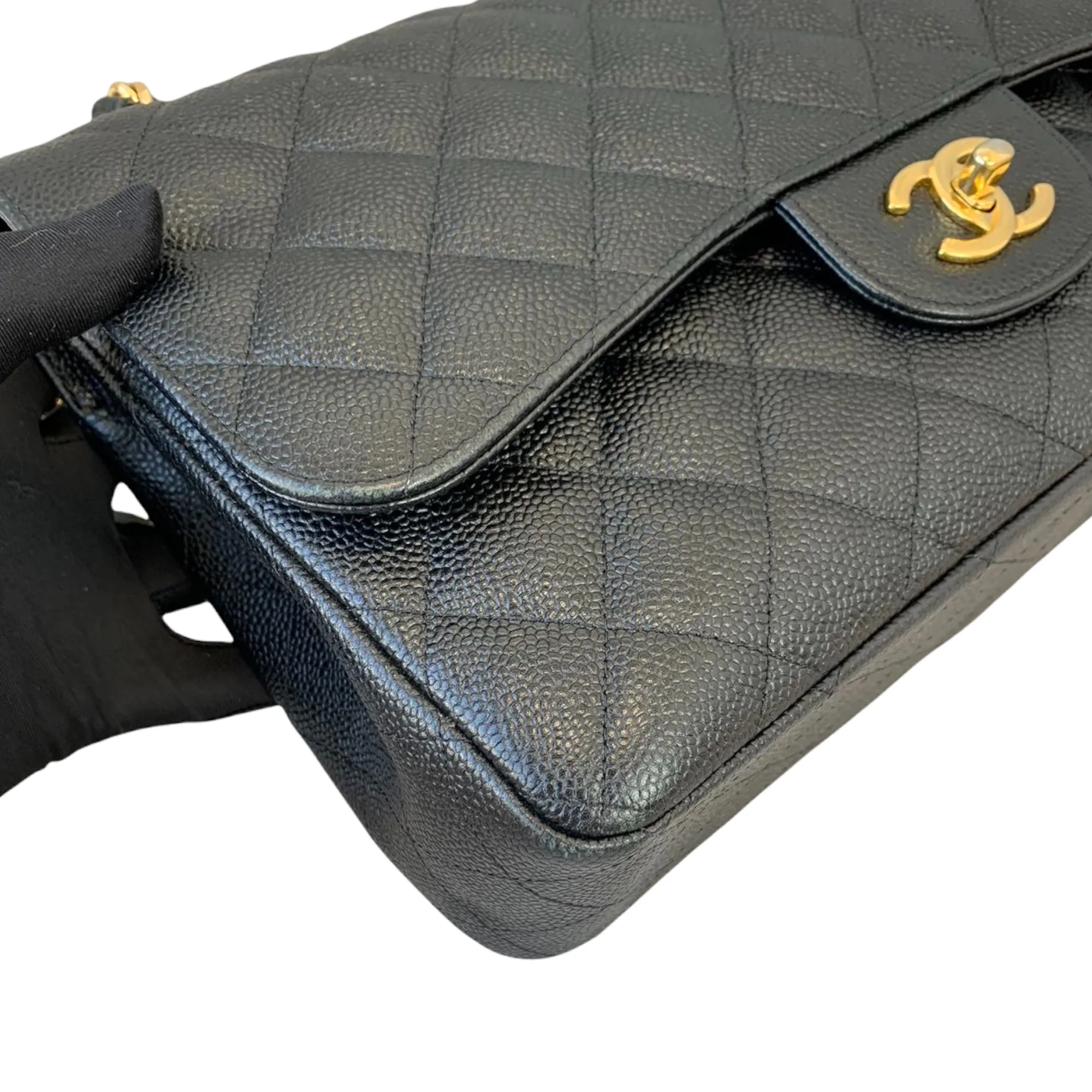 Classic Double Flap Jumbo Black Caviar GHW