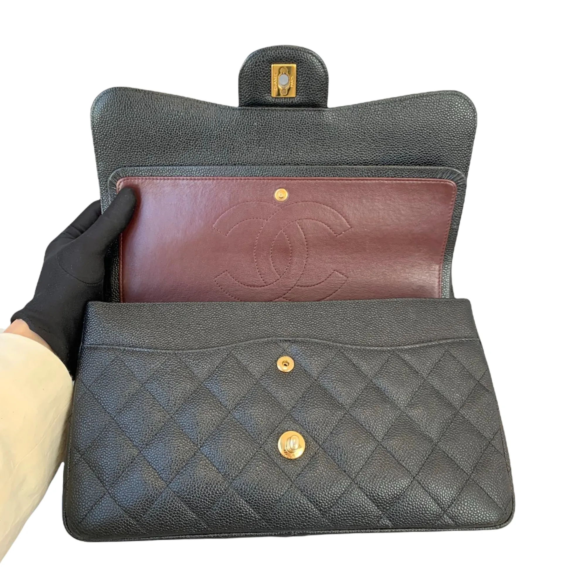 Classic Double Flap Jumbo Black Caviar GHW