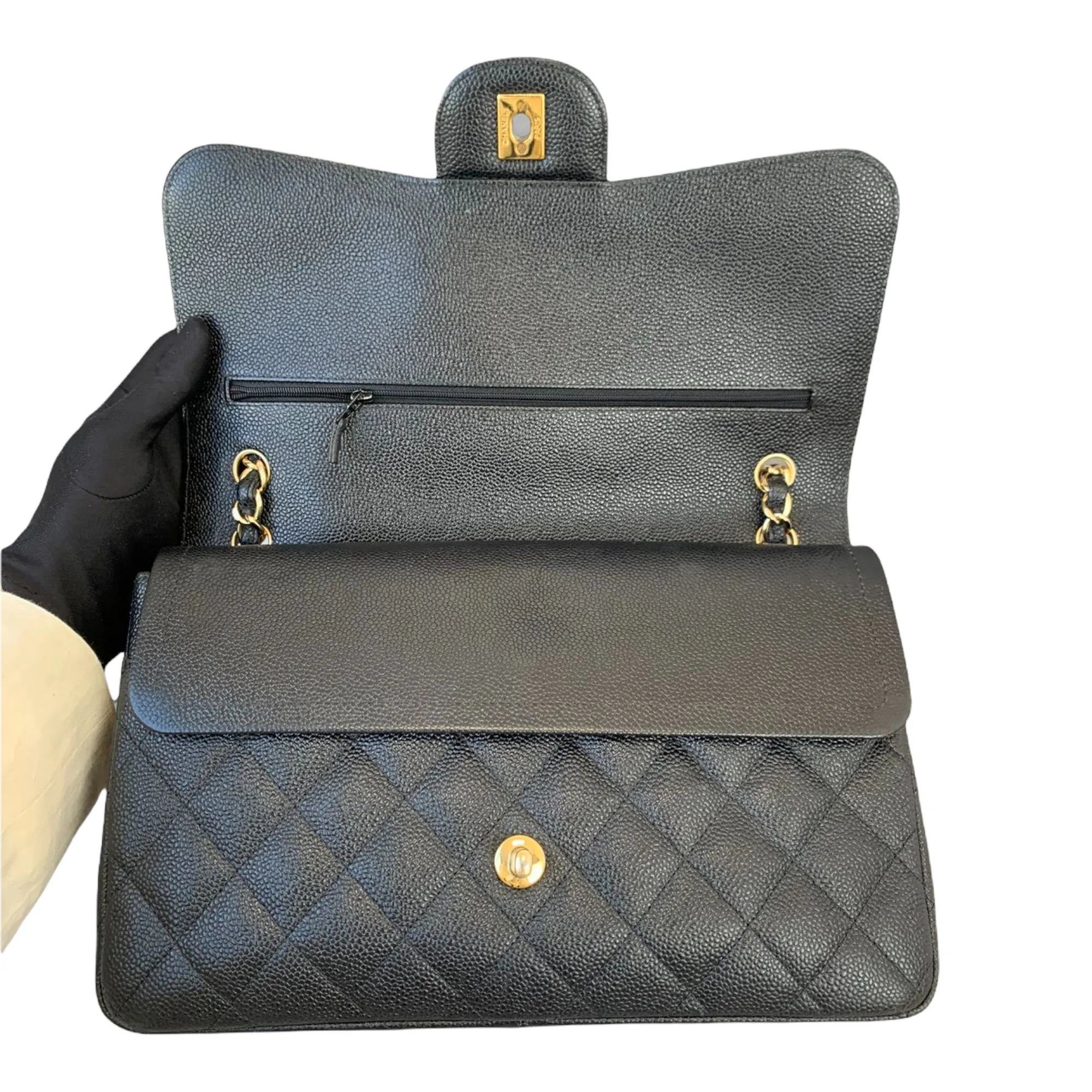 Classic Double Flap Jumbo Black Caviar GHW